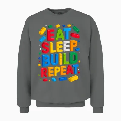Eat Sleep Build Repeat Bausteine, Bausteine Unisex Sweatshirt - Graphite Heather