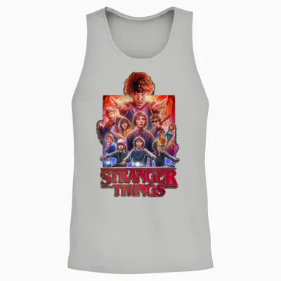 Stranger Things Group Poster T-Shirt, Black, S Unisex Tank Top - Ash