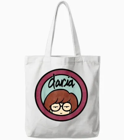 Daria Classic Mint Burgundy Logo Graphic Tote Bags - White