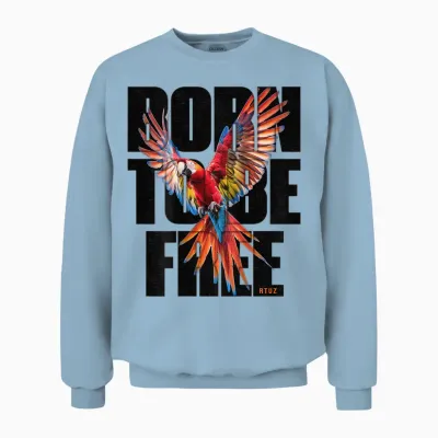 Hip Hop Vintage Graffiti Y2k Edgy Urban Backprint Streetwear T-Shirt, Gray Unisex Sweatshirt - Light Blue