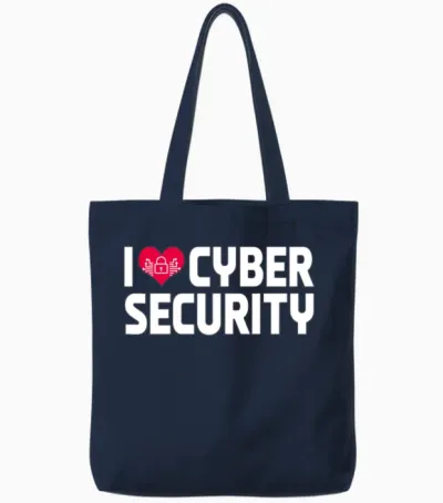 I Love Cyber Security Tote Bags - Navy