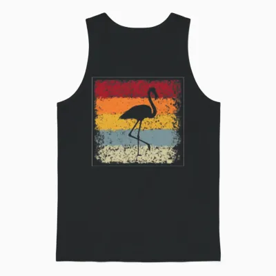 Flamingo Retro Unisex Tank Top - Black