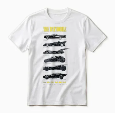 Batman 85th Anniversary Batmobile on Dark Unisex T-Shirt - White