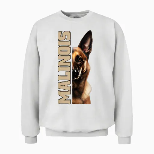 Malinois Dog Owner Love Belgian Malinois T-Shirt, Black, S Unisex Sweatshirt - White