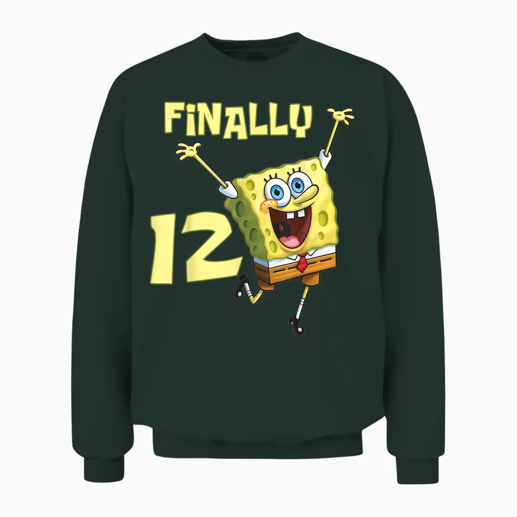 Mademark X Spongebob Squarepants - Original Spongebob Square Pants - 12th Birthday. Finally 12. Unisex Sweatshirt in Forest