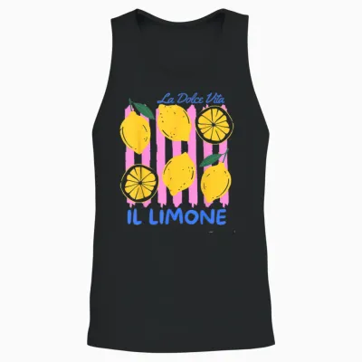 Lemon La Dolce Vita Il Limone Unisex Tank Top - Black