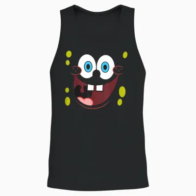 Bob L'éponge Visage Souriant Aux Yeux Brillants Unisex Tank Top - Black