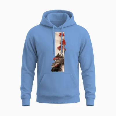 Japanese Temple Retro Vaporwave in Japan Harajuku 80s 90s Unisex Hoodie - Carolina Blue