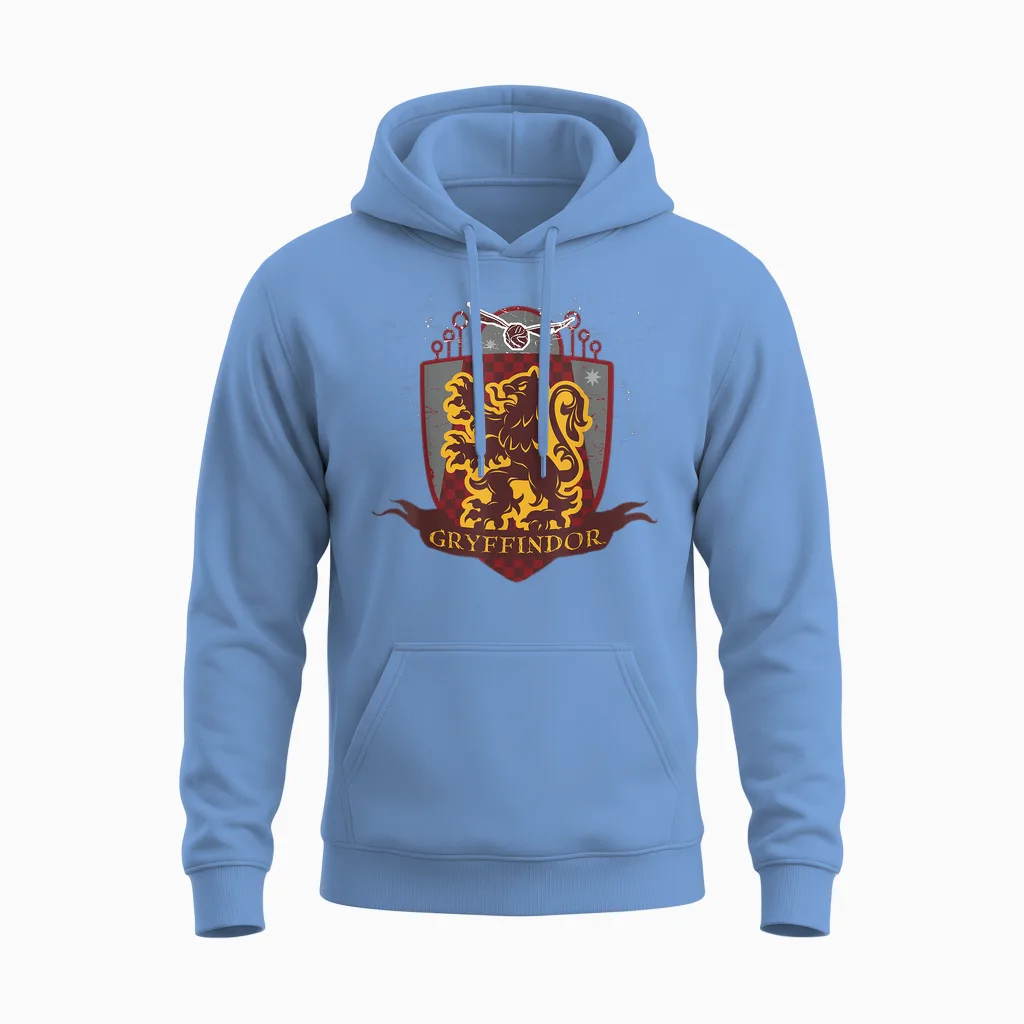 Harry Potter Gryffindor Quidditch Shield Unisex Hoodie in Carolina Blue