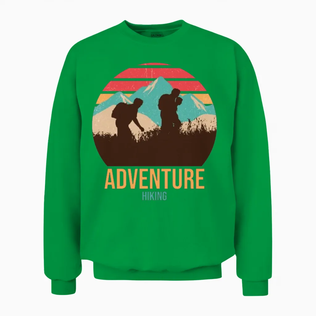 Adventure Hiking & Outdoors Gift Unisex Sweatshirt in Irish Green
