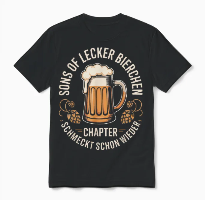 Sons of Lecker Bierchen Chapter Schmeckt Schon Wieder Unisex T-Shirt in Black