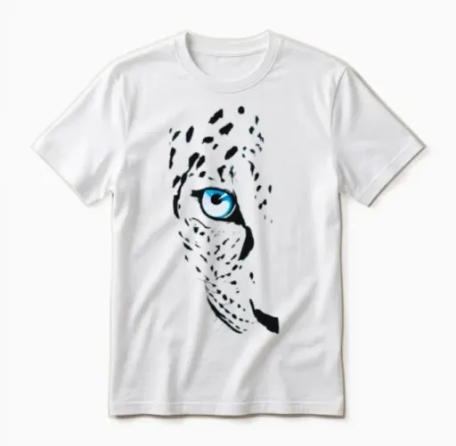 Leopard Eye Abstract Design Unisex T-Shirt in White
