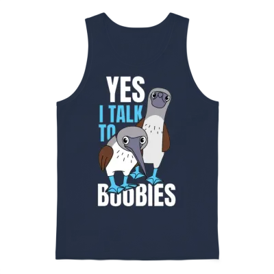 Talk to Boobies Booby Bird Unisex Tank Top - Navy