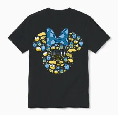 Disney Minnie Mouse Icon Hanukkah Chanukah Dreidel Menorah Unisex T-Shirt - Black