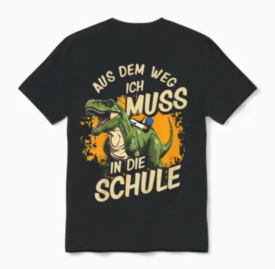 Schulkind Dino Dinosaurier Aus Dem Weg Ich Muss in D. Schule Unisex T-Shirt - Black