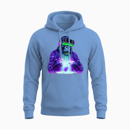 Gorilla Vr Gamer Playing Tag Jungs Lustiges Gorilla Vr Für Erwachsene Unisex Hoodie - Carolina Blue