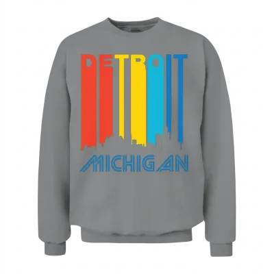 Retro Detroit Skyline Unisex Sweatshirt - Sport Grey