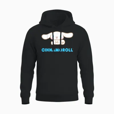 Sanrio Cinnamoroll Character Front & Back T-Shirt, Black Unisex Hoodie - Black