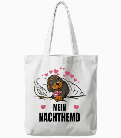 Süßes Nachthemd Mit Süßem Dackel Im Bett Tote Bags - White