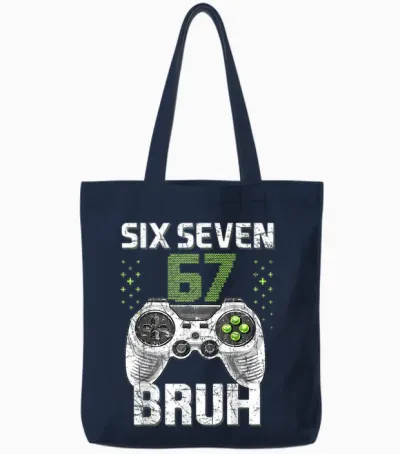 Six Seven 67 Bruh Gaming Birthday Boy Gift for Kids Boys Tote Bags - Navy