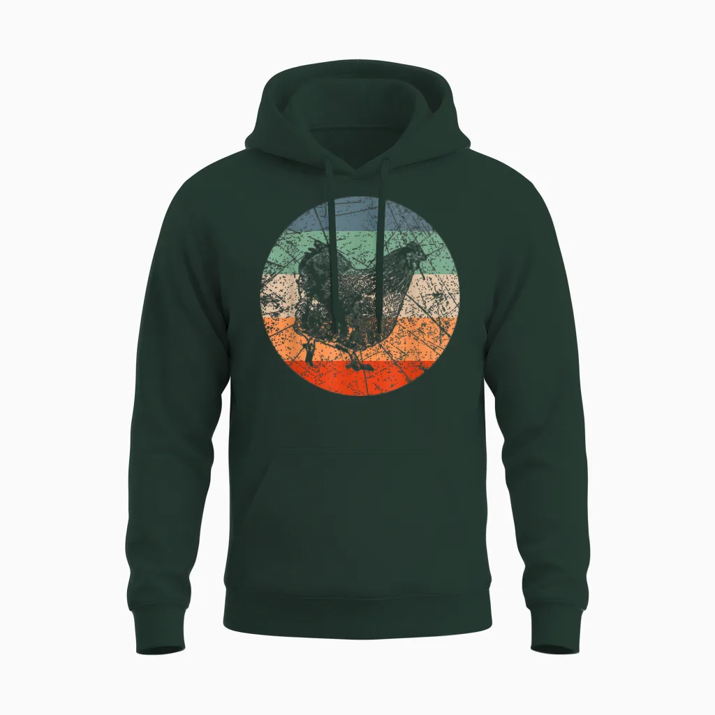 Retro Huhn-Silhouette β Farmer Vintage Orpington Unisex Hoodie in Forest