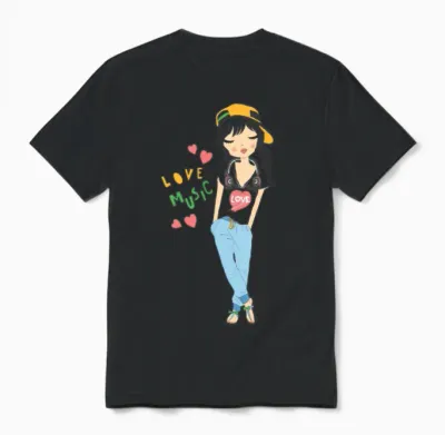 Cute Girl Unisex T-Shirt - Black