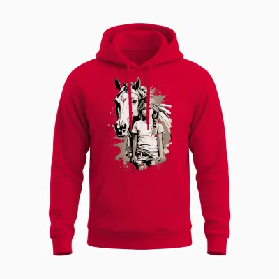 Mädchen Mit Pferd Unisex Hoodie - Red