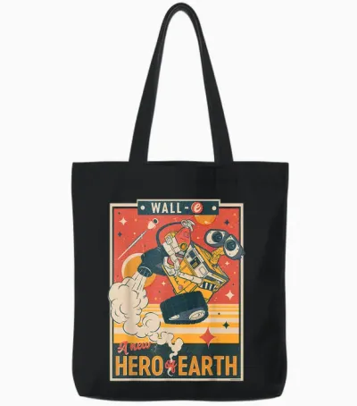 Disney and Pixar’s Wall-E a New Hero of Earth T-Shirt Small Tote Bags - Black