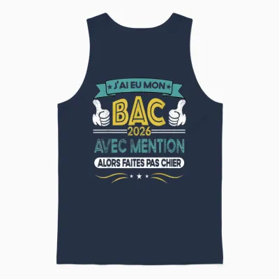 Baccalauréat 2026 Mention Cadeau Félicitation Bac Humour Unisex Tank Top - Navy