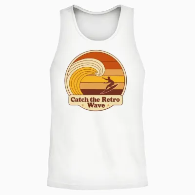 Catch the Retro Wave Earthy Surfer Retro 70s Unisex Tank Top - White