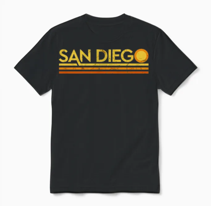 Retro San Diego California Unisex T-Shirt - Black