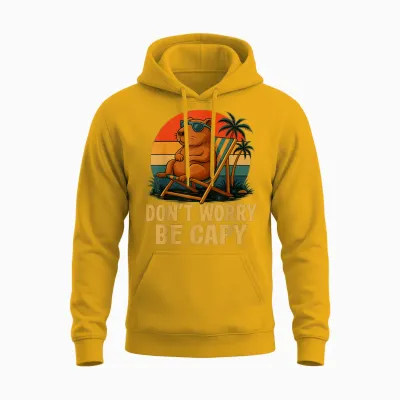 Dont Worry Be Capy Funny Capybara Retro Men Boys Kids Women Unisex Hoodie - Gold