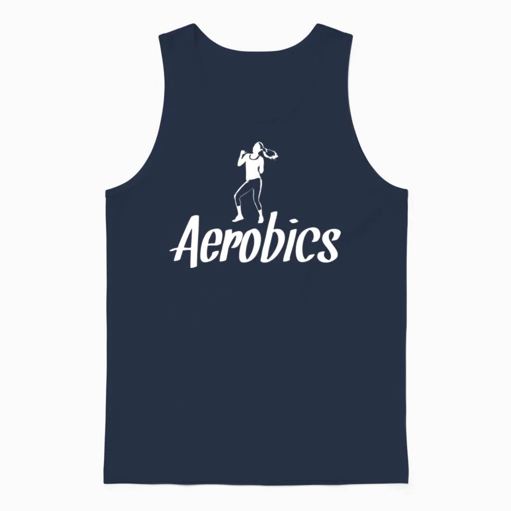 Aerobics Lettering Aerobic Workout Retro Unisex Tank Top in Navy