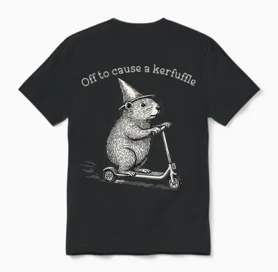 Whimsical Capy Wizard off to Cause a Kerfuffle Meme Capybara Unisex T-Shirt - Black