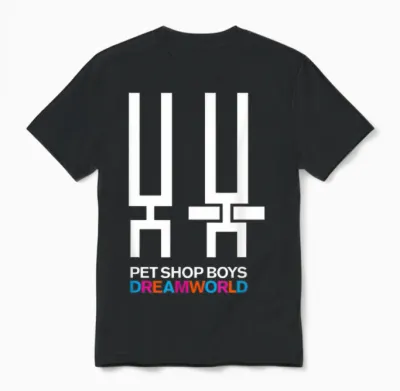 Pet Shop Boys Dreamworld Tour T-Shirt, Blue Unisex T-Shirt - Black