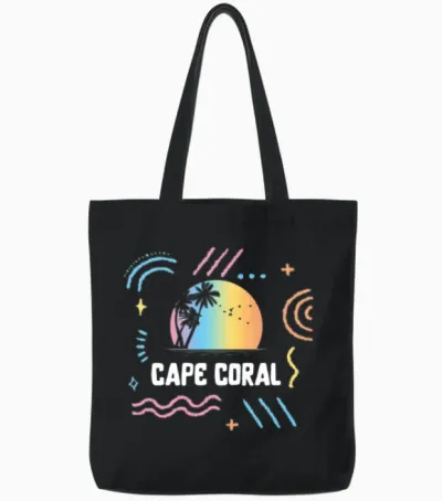 Cape Coral Florida Vacation Family Tote Bags - Black