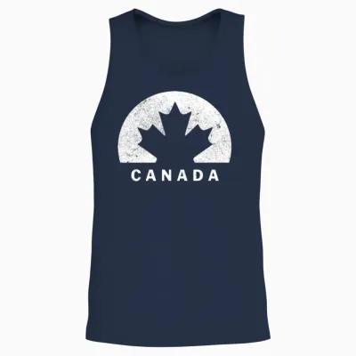Canada Maple Leaf Emblem Used Look Unisex Tank Top - Navy