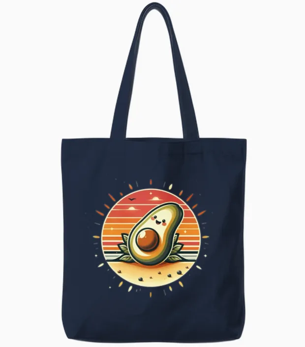 Retro Funny Avocado Tote Bags - Navy