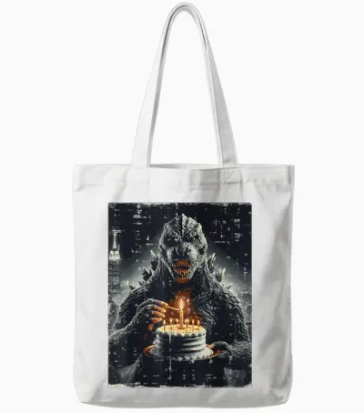Japanese Monster Birthday Cake Funny Party Women Men Tote Bags - White