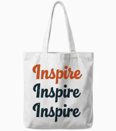 Inspire Retro Typography Tote Bags - White