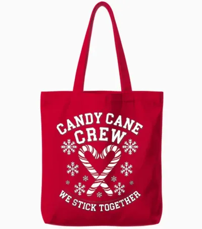 Candy Cane Crew We Stick Together Christmas Costume Xmas Tote Bags - Red