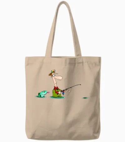 Funny Fishing Tote Bags - Natural