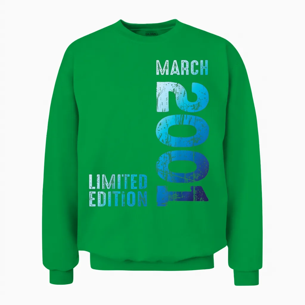 Seit März 2001 Jahr 2001 Retro 2001 Vintage 2001 Edition Unisex Sweatshirt in Irish Green