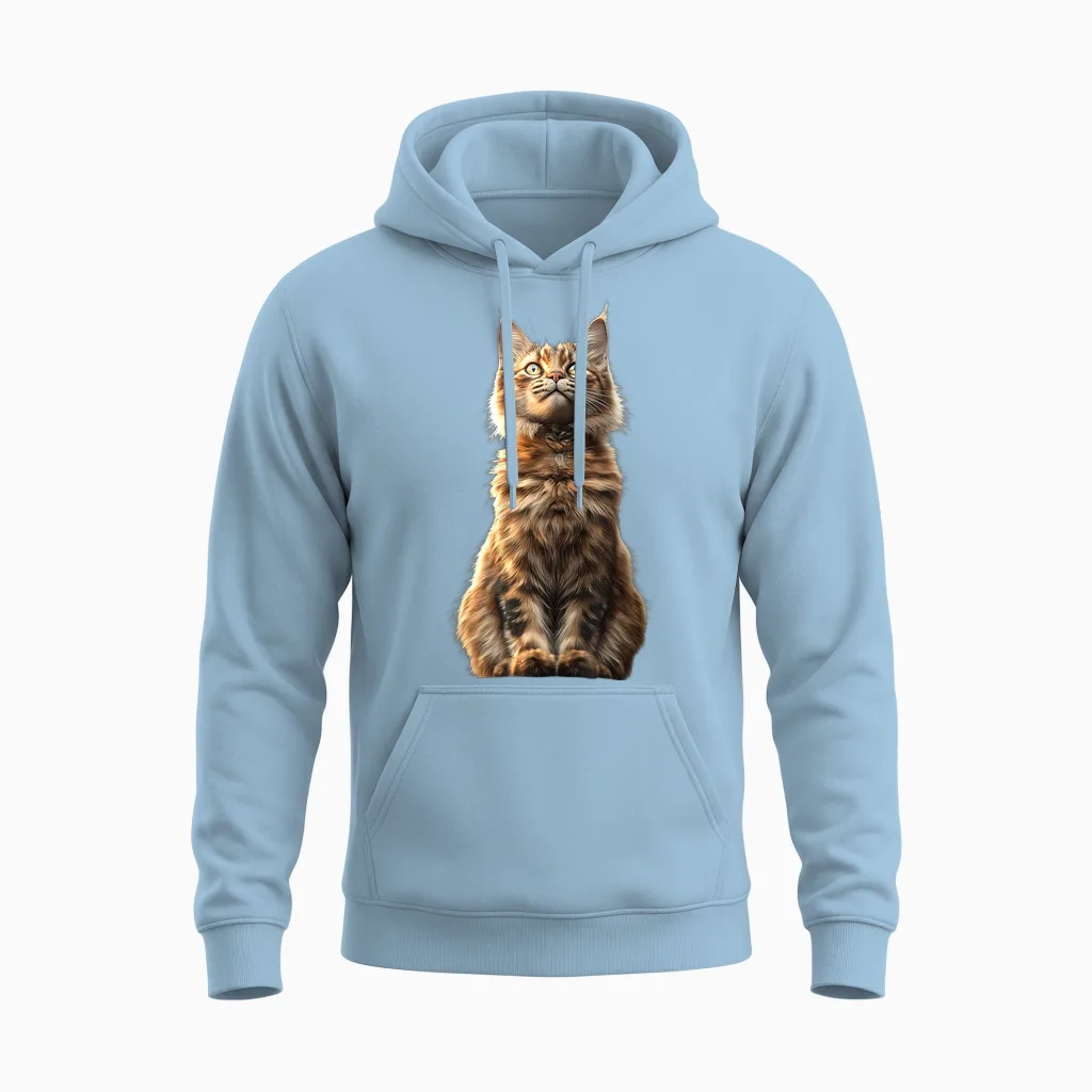 Maine Coon Chat Cat Amoureux Des Chats Maine Coon Doux Unisex Hoodie in Light Blue