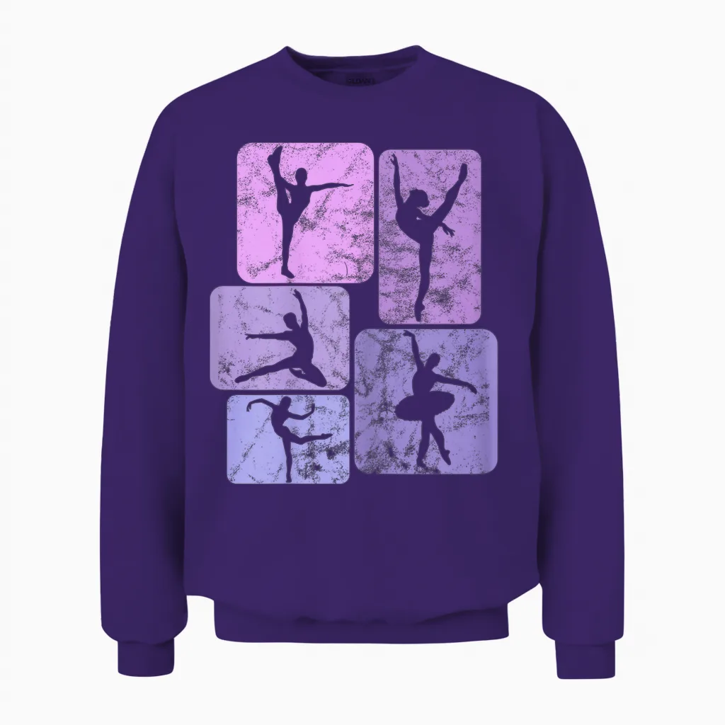 Dancer Ballet Girl's Ballerina T-Shirt, Black Unisex Sweatshirt in Purple