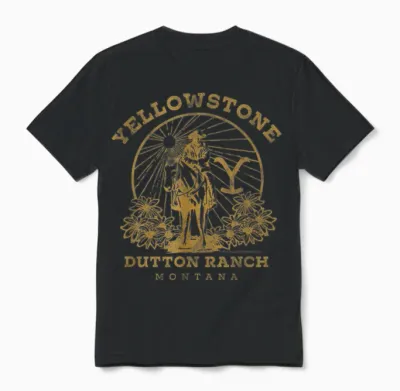 Yellowstone Dutton Ranch Solo Horseback Rider Logo V2 Unisex T-Shirt - Black