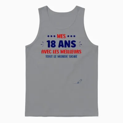 Humour 18 Years to Sign Birthday Signature 18 Years T-Shirt, White, S Unisex Tank Top - Sport Grey