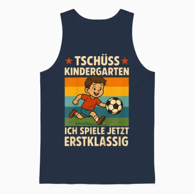 Kinder Einschulung Junge Fußball Schulkind Kindergartenabgänger Unisex Tank Top - Navy
