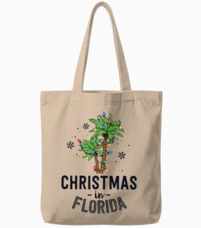 Christmas in Florida Deck the Palm Trees Family Tote Bags - Natural