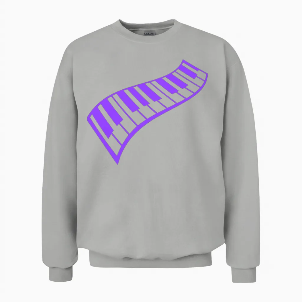 Grand Piano Organ Synthesizer Keyboard Music Logo Unisex Sweatshirt in Ash